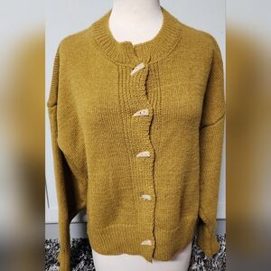 Rare Sample Cozy Mustard Button-Up Sweater